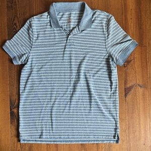 St. John's Bay Performance Striped Polo Shirt Light Blue & White, Size Large